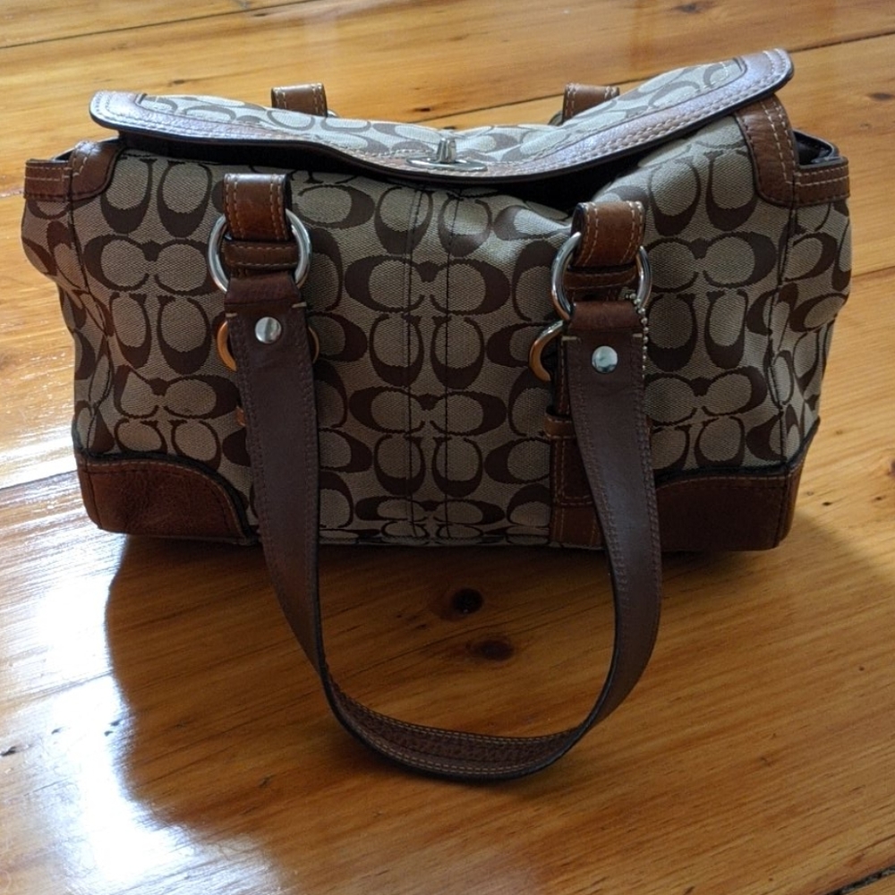 Brown and Tan Coach Handbag